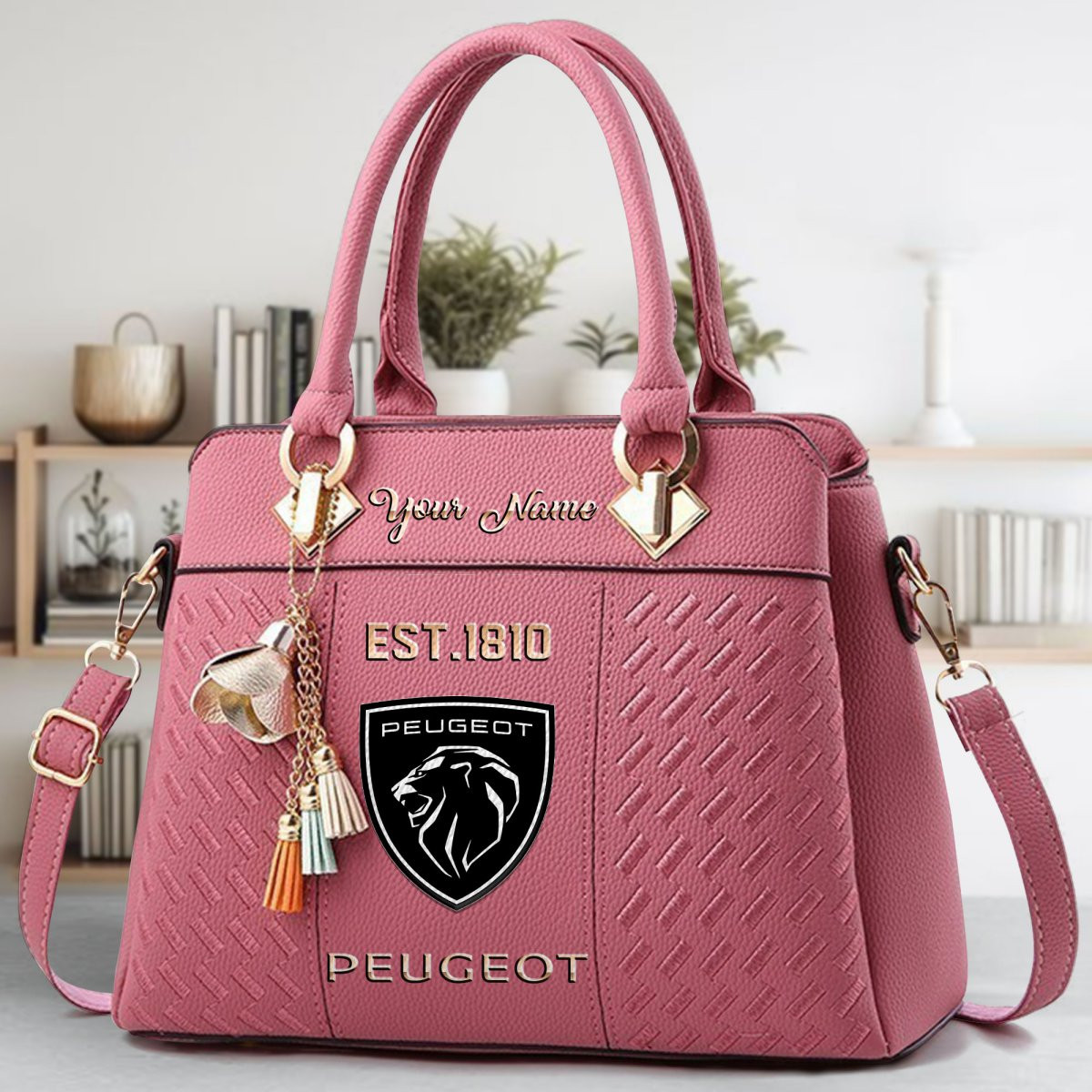 Peugeot Crossbody Zip Handbag With Tassel Custom Name For Women - Image 6