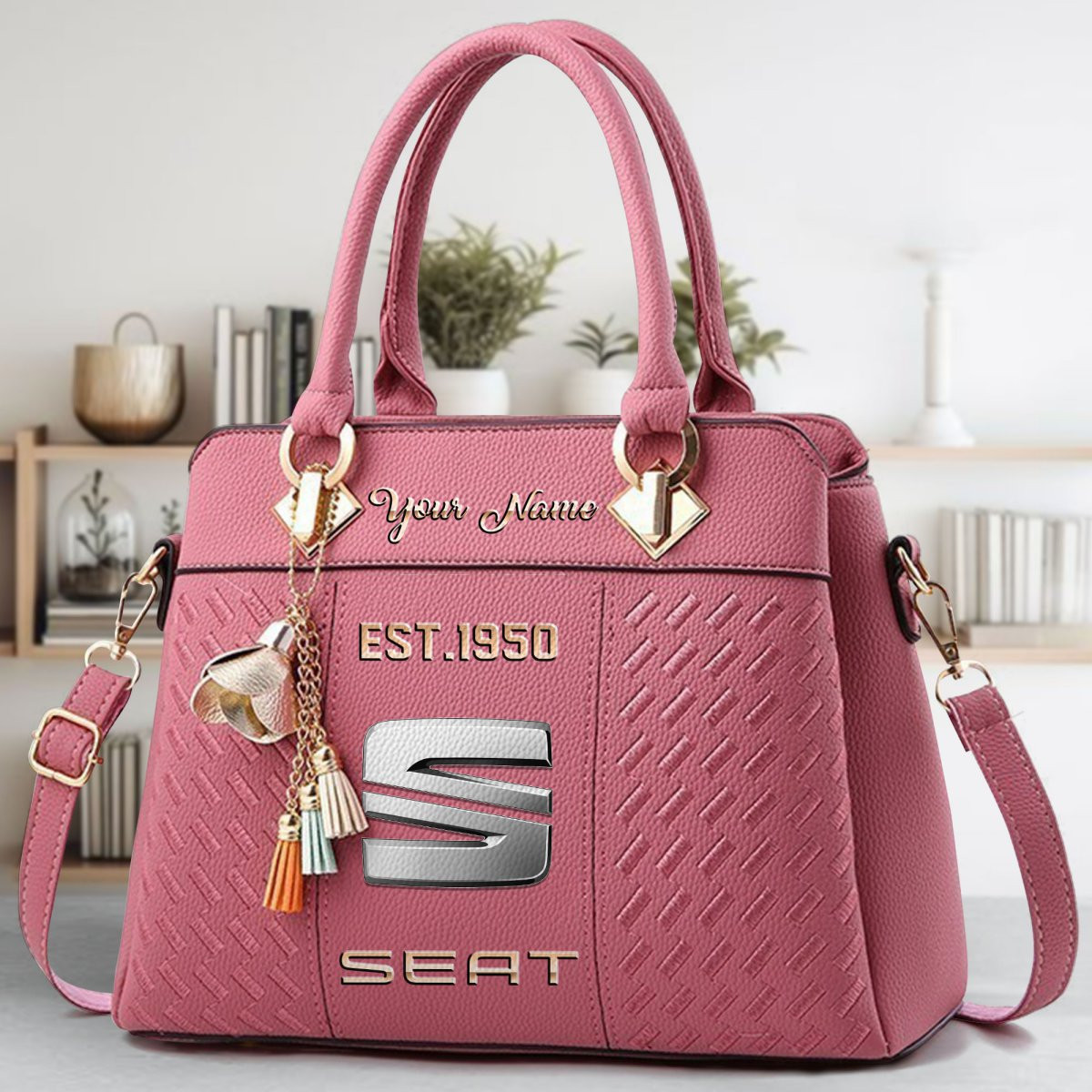 Seat Crossbody Zip Handbag With Tassel Custom Name For Women - Image 6
