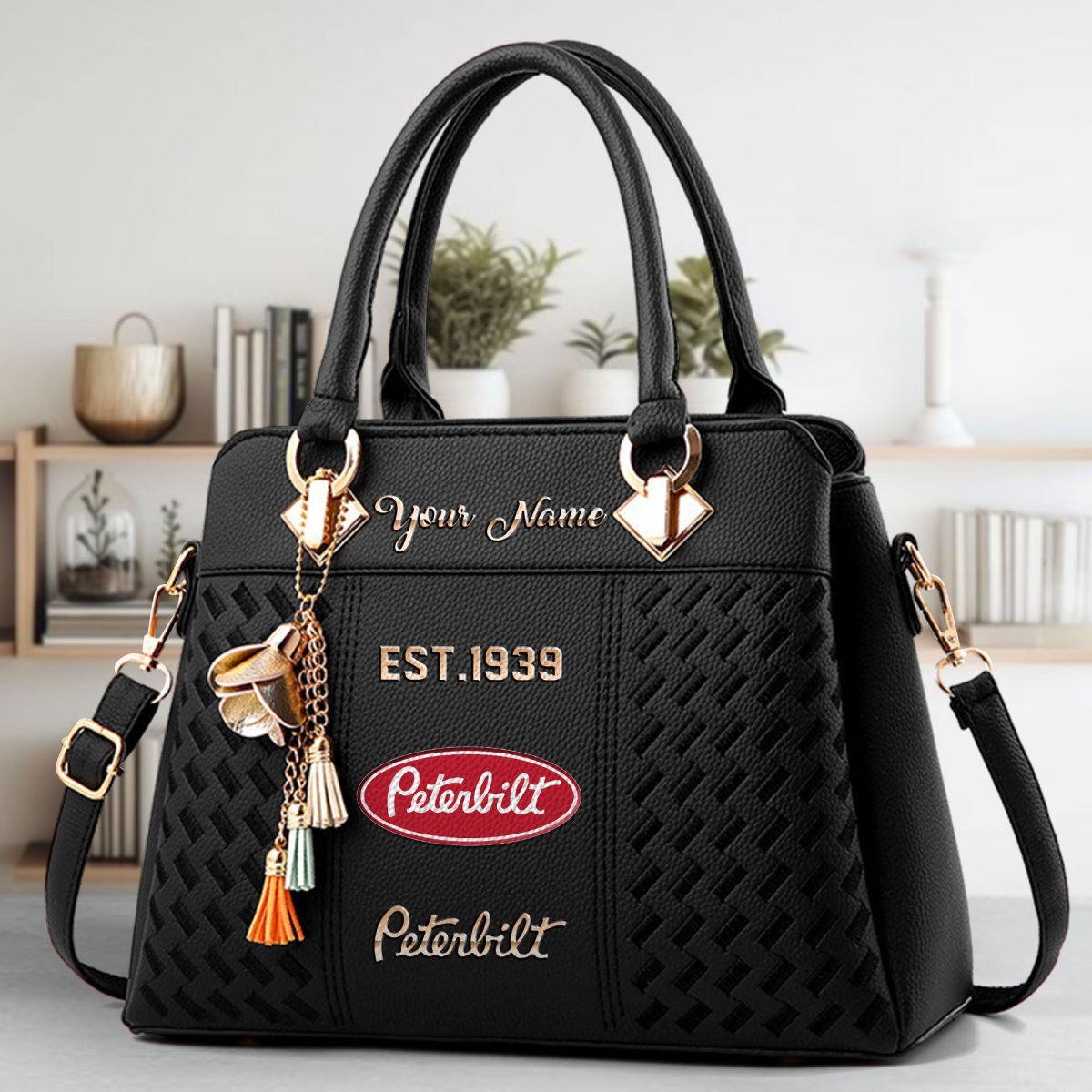 Peterbilt Crossbody Zip Handbag With Tassel Custom Name For Women - Image 2