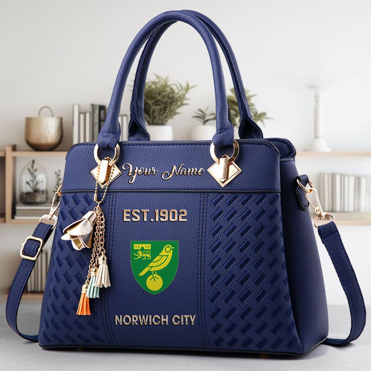 Norwich City Crossbody Zip Handbag With Tassel Custom Name For Women - Image 3