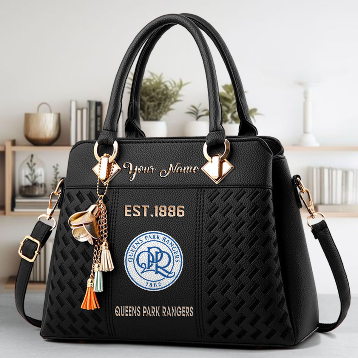 Queens Park Rangers Crossbody Zip Handbag With Tassel Custom Name For Women - Image 2
