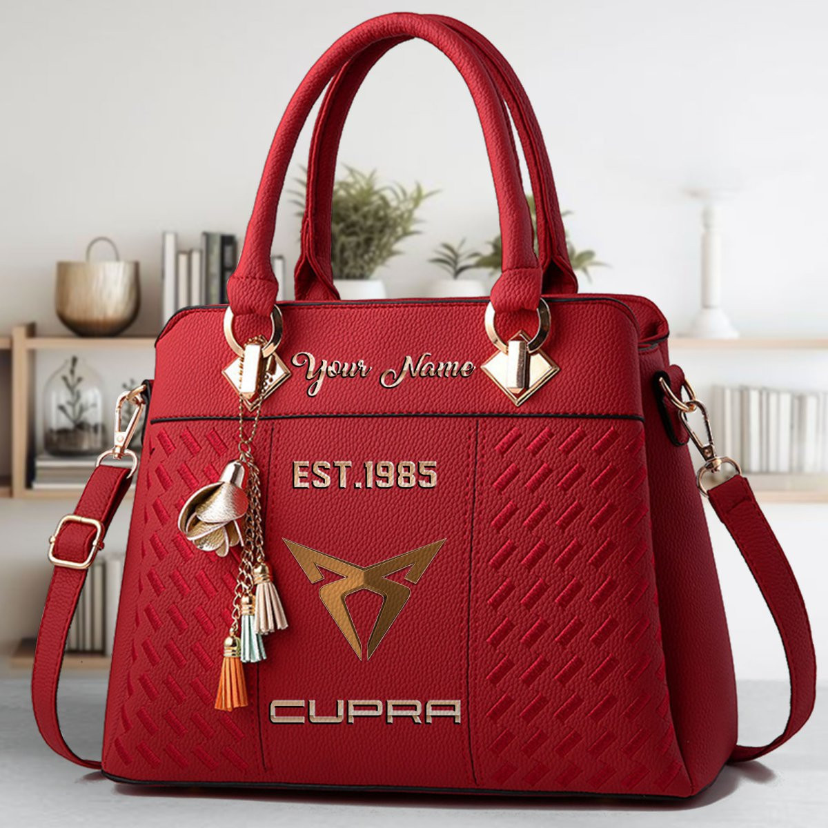 Cupra Crossbody Zip Handbag With Tassel Custom Name For Women - Image 3