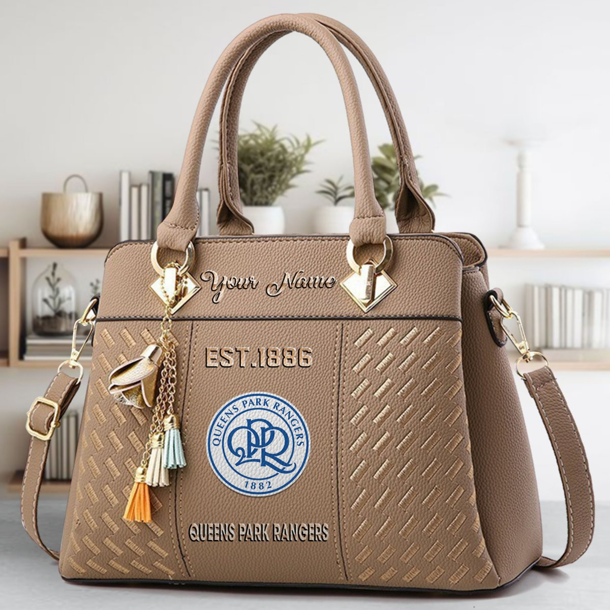 Queens Park Rangers Crossbody Zip Handbag With Tassel Custom Name For Women - Image 4
