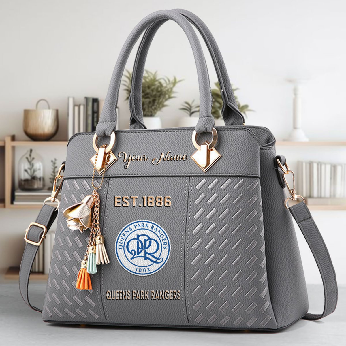 Queens Park Rangers Crossbody Zip Handbag With Tassel Custom Name For Women - Image 5