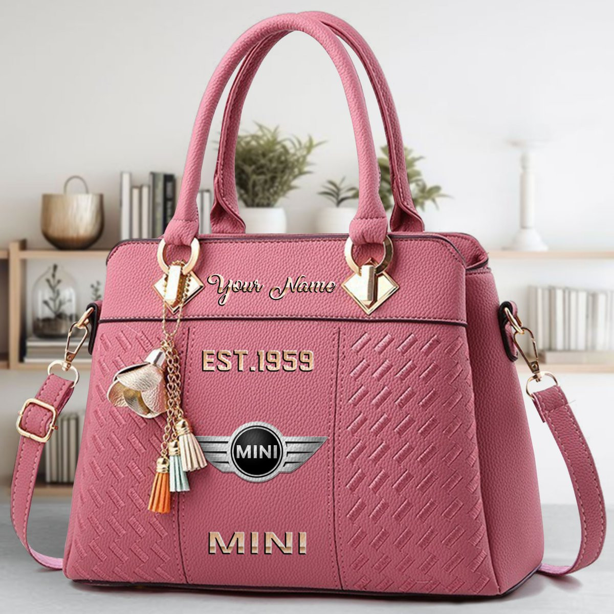 Mini Crossbody Zip Handbag With Tassel Custom Name For Women - Image 6