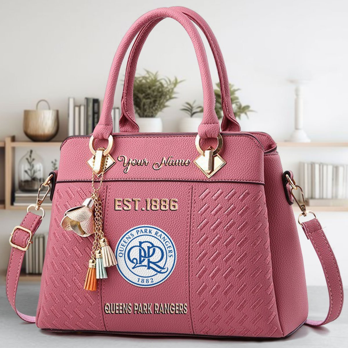 Queens Park Rangers Crossbody Zip Handbag With Tassel Custom Name For Women - Image 6