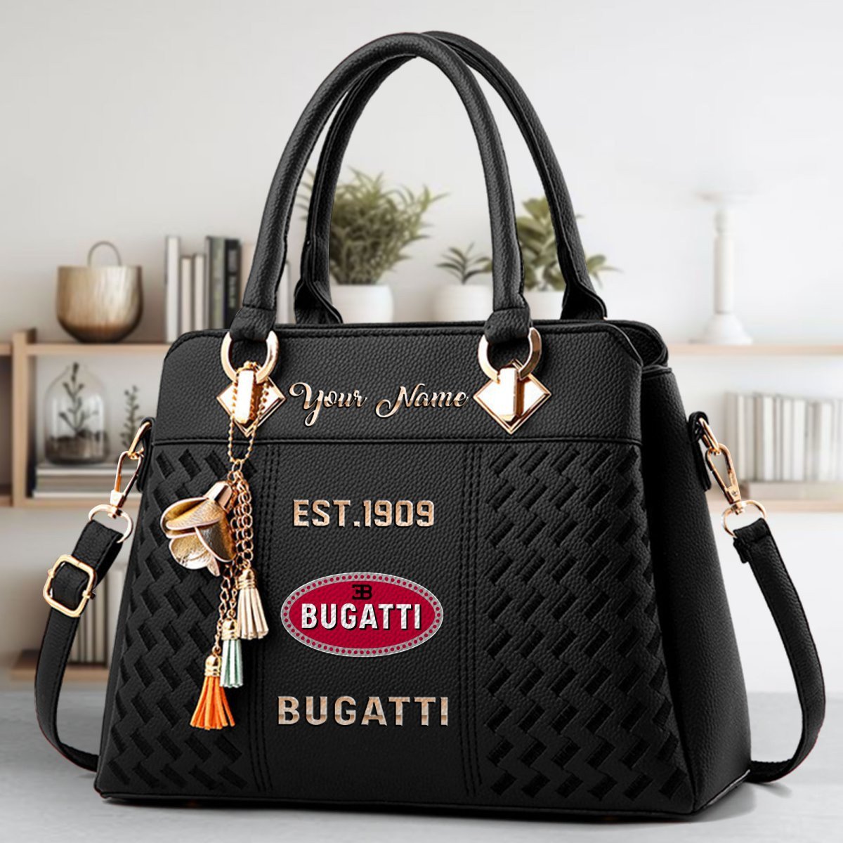 Bugatti Crossbody Zip Handbag With Tassel Custom Name For Women - Image 2