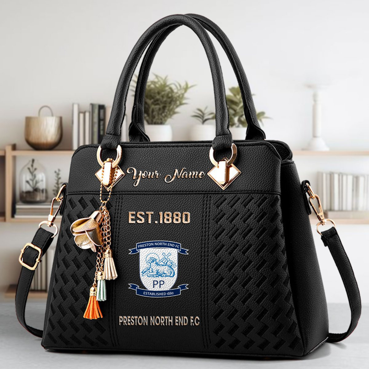 Preston North End Crossbody Zip Handbag With Tassel Custom Name For Women - Image 2