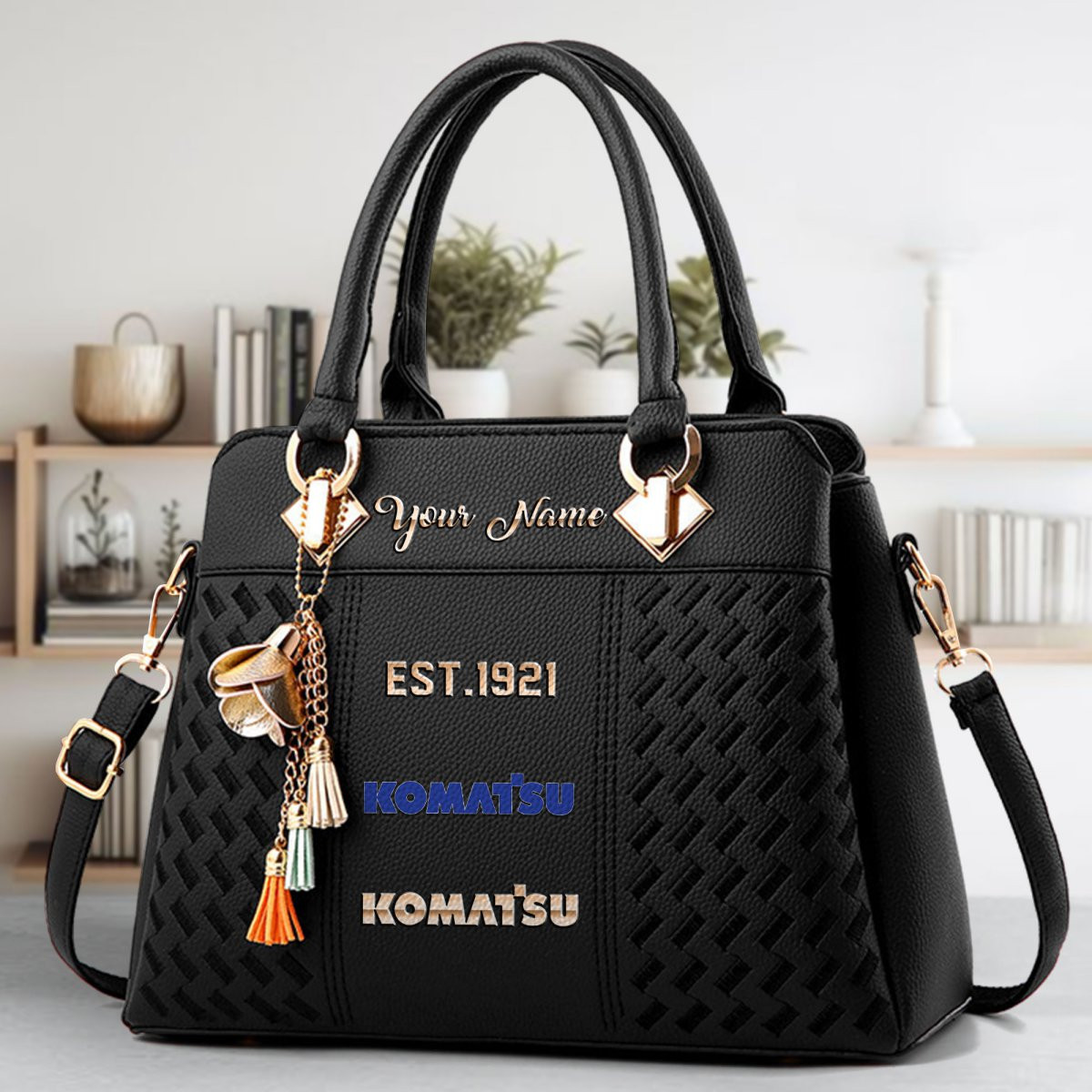 Komatsu Crossbody Zip Handbag With Tassel Custom Name For Women - Image 2