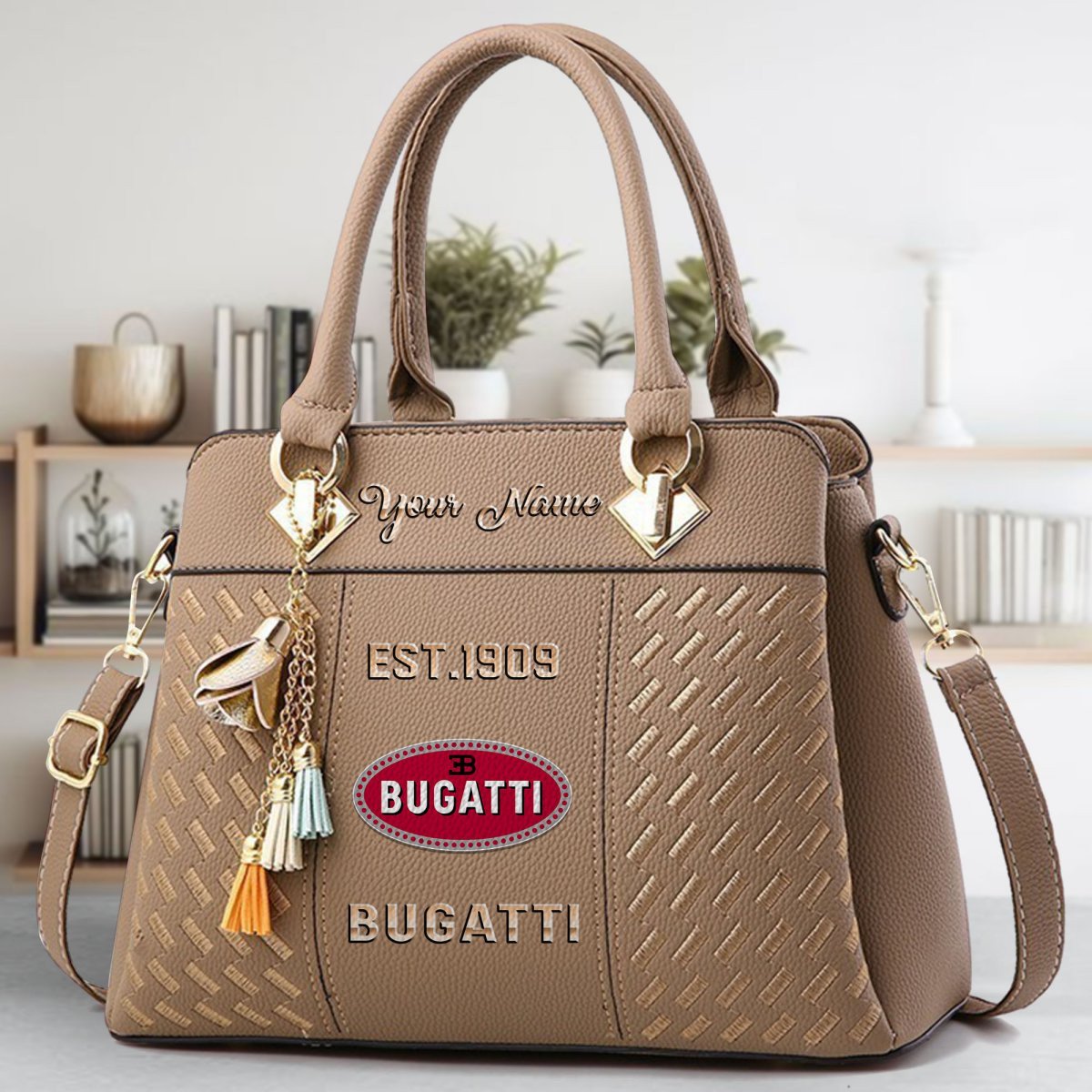 Bugatti Crossbody Zip Handbag With Tassel Custom Name For Women - Image 4