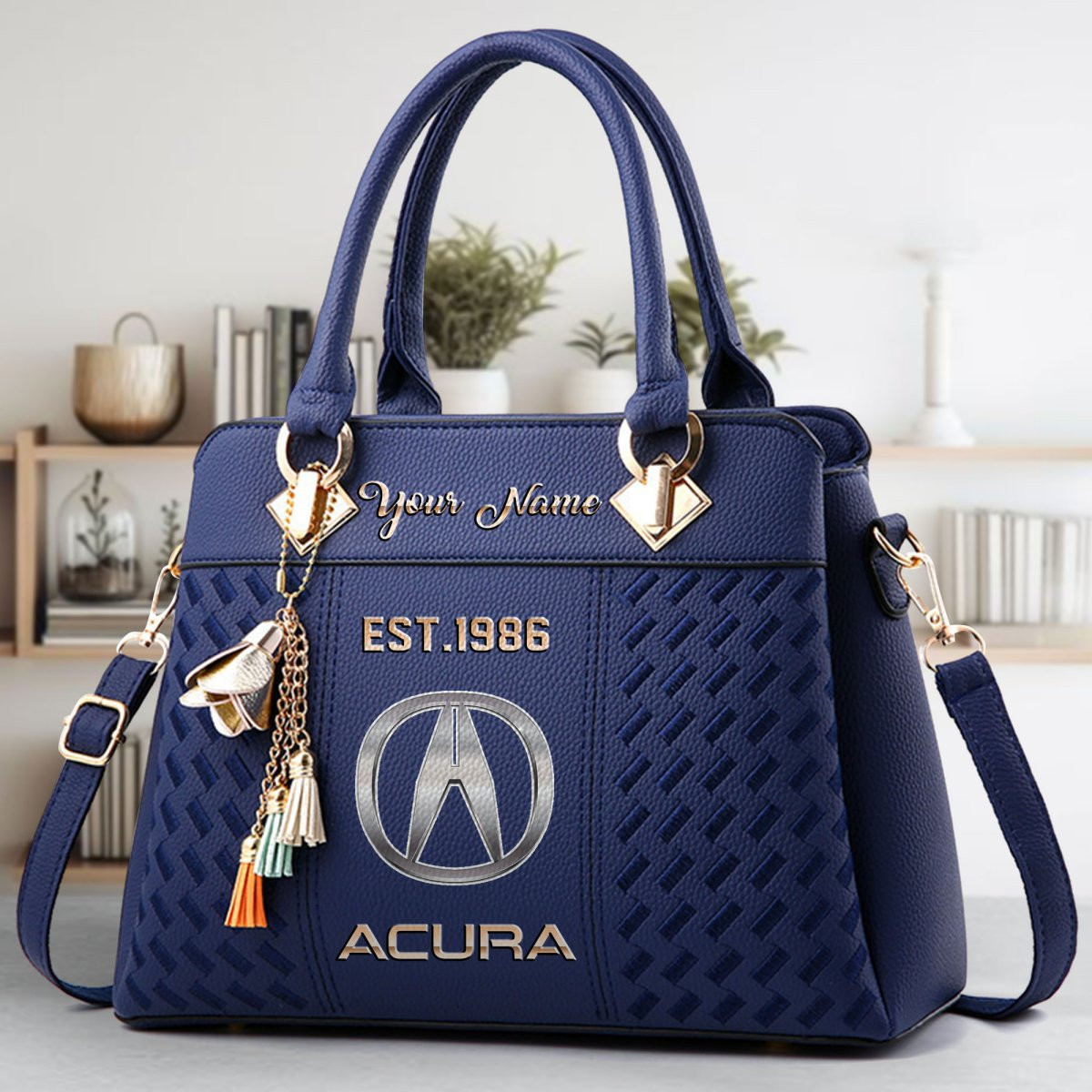 Acura Crossbody Zip Handbag With Tassel Custom Name For Women - Image 3