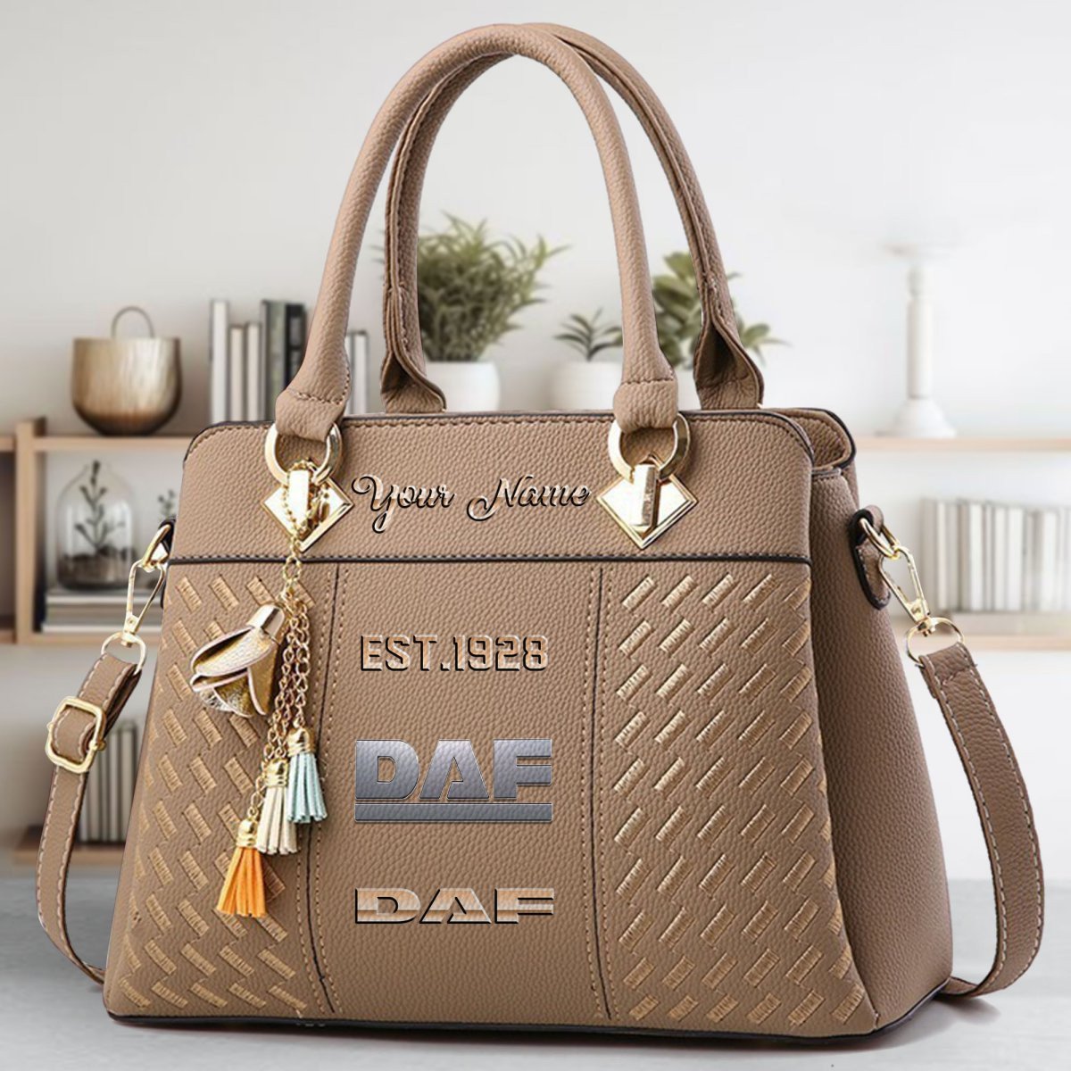 DAF Trucks Crossbody Zip Handbag With Tassel Custom Name For Women - Image 4