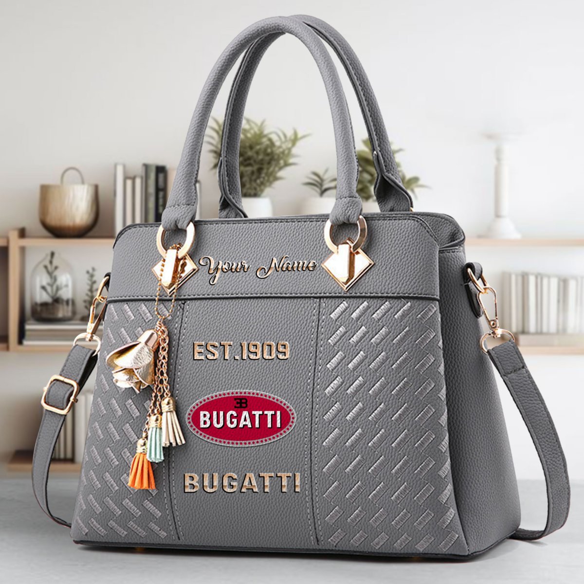 Bugatti Crossbody Zip Handbag With Tassel Custom Name For Women - Image 5