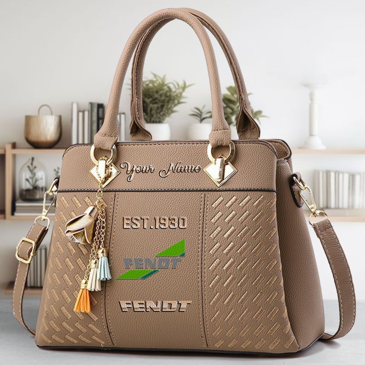 Fendt Crossbody Zip Handbag With Tassel Custom Name For Women - Image 5