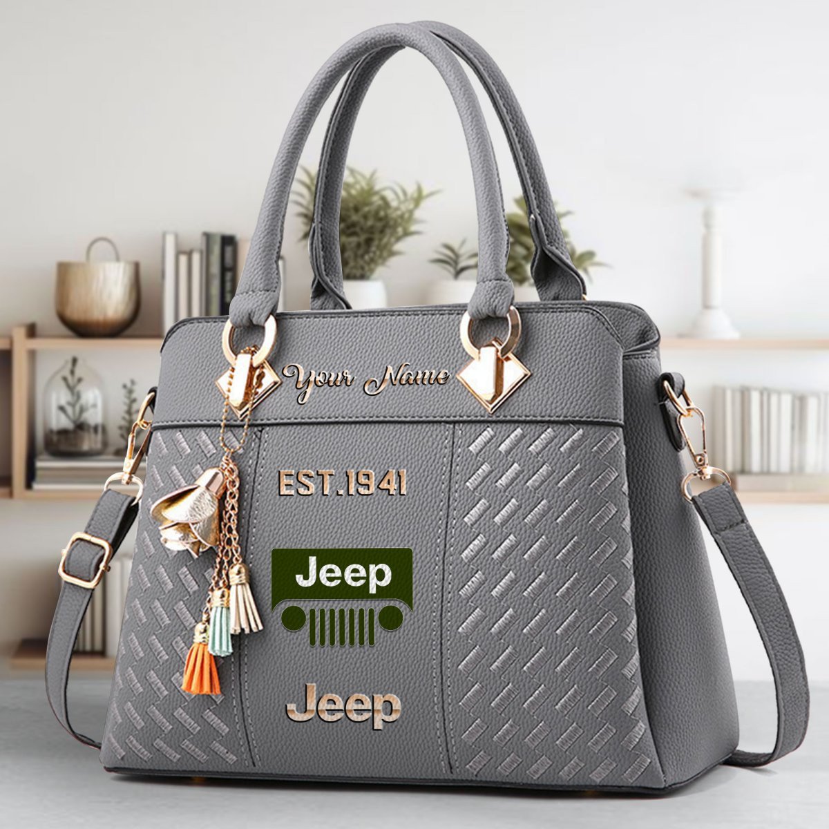 Jeep Crossbody Zip Handbag With Tassel Custom Name For Women - Image 5
