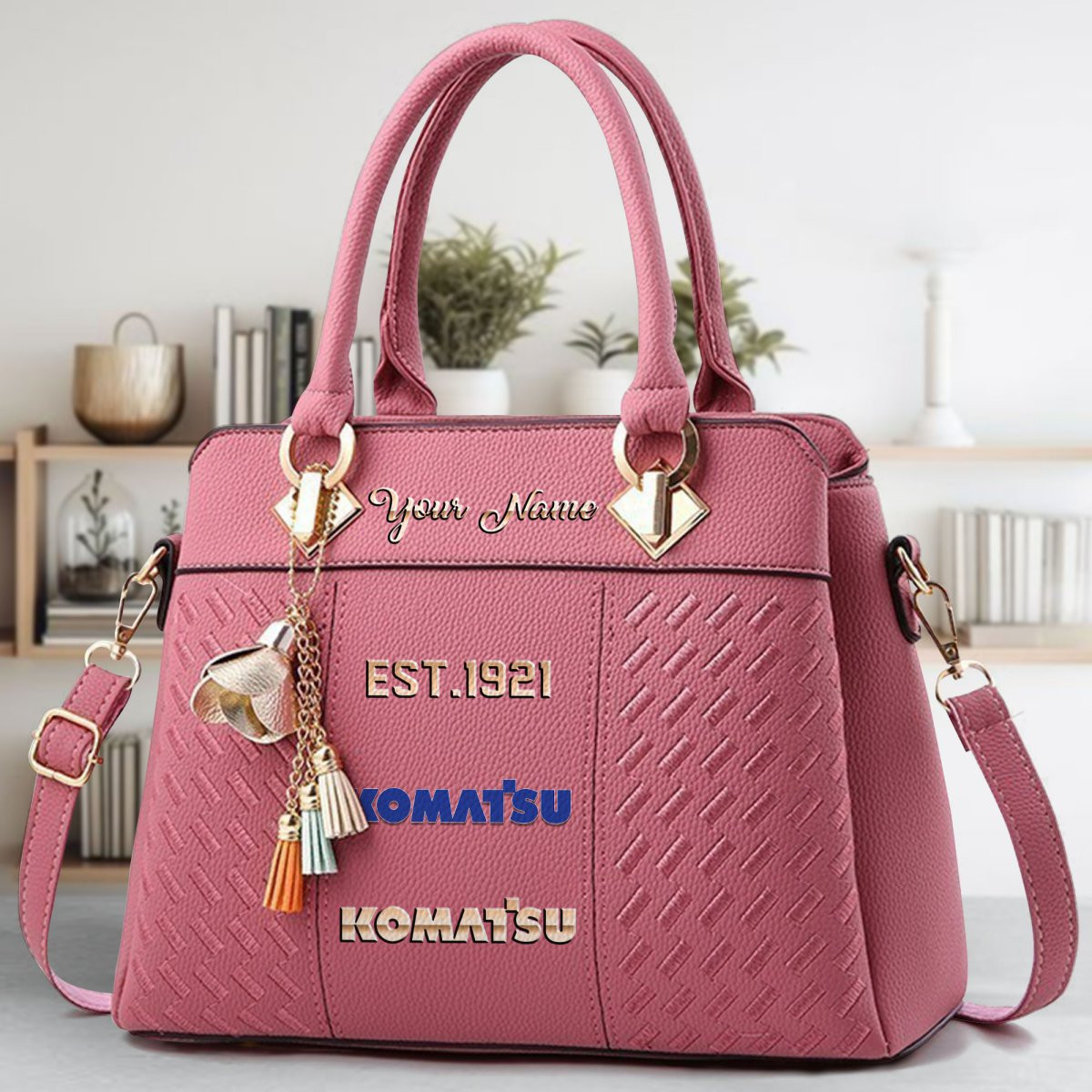 Komatsu Crossbody Zip Handbag With Tassel Custom Name For Women - Image 6