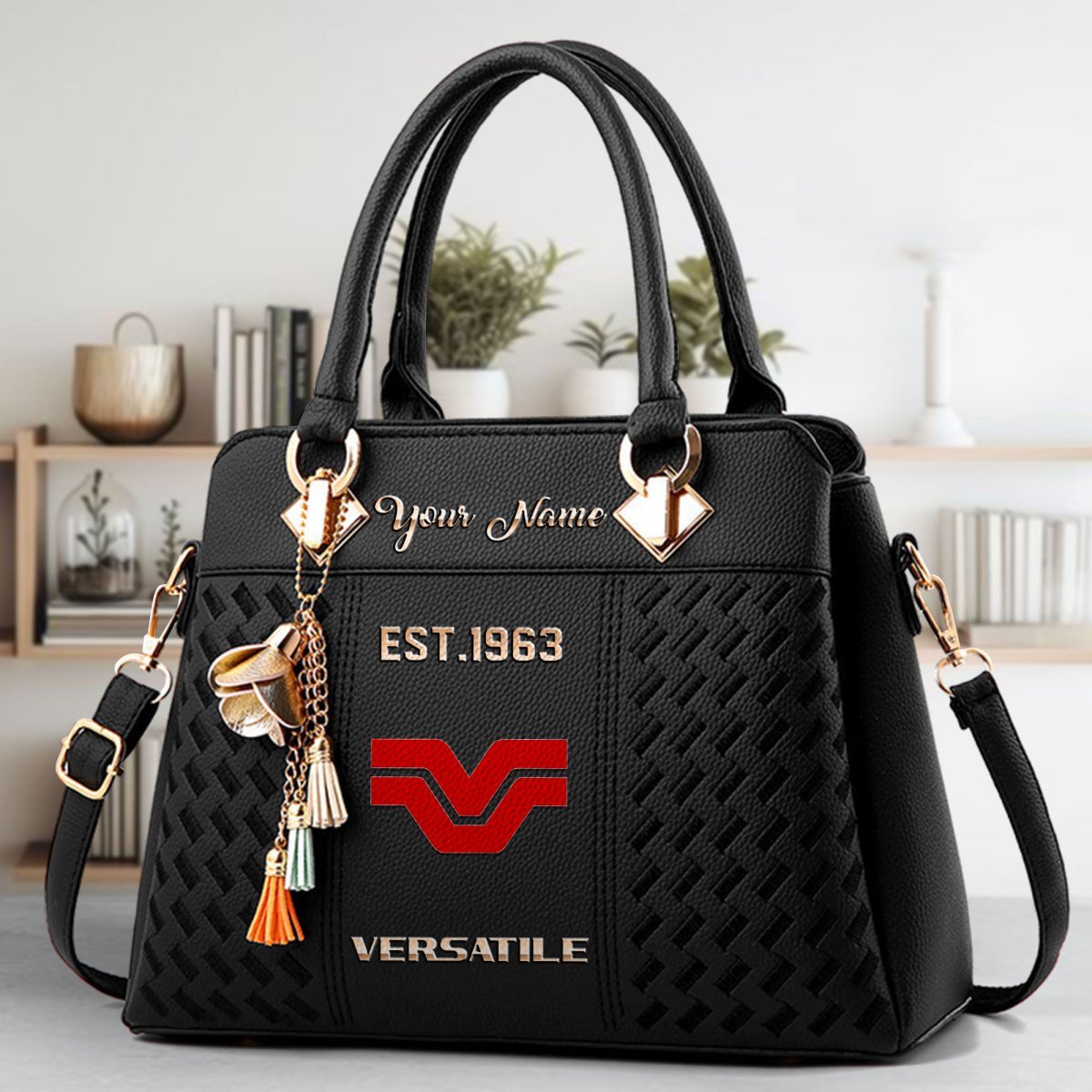 Versatile Crossbody Zip Handbag With Tassel Custom Name For Women - Image 2