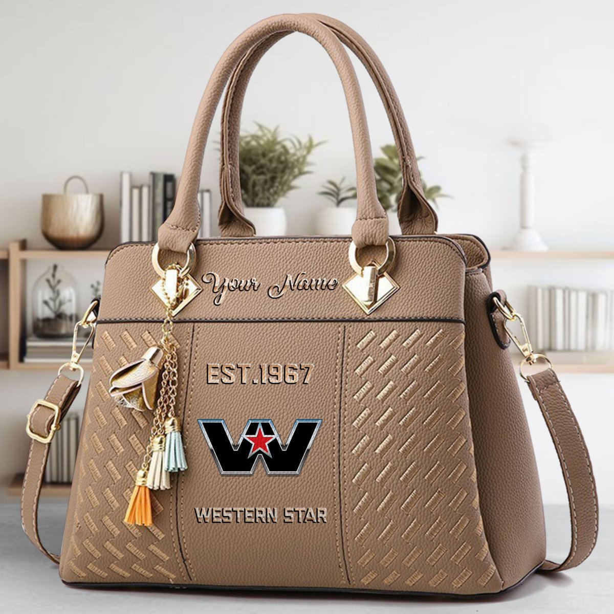 Western Star Crossbody Zip Handbag With Tassel Custom Name For Women - Image 4