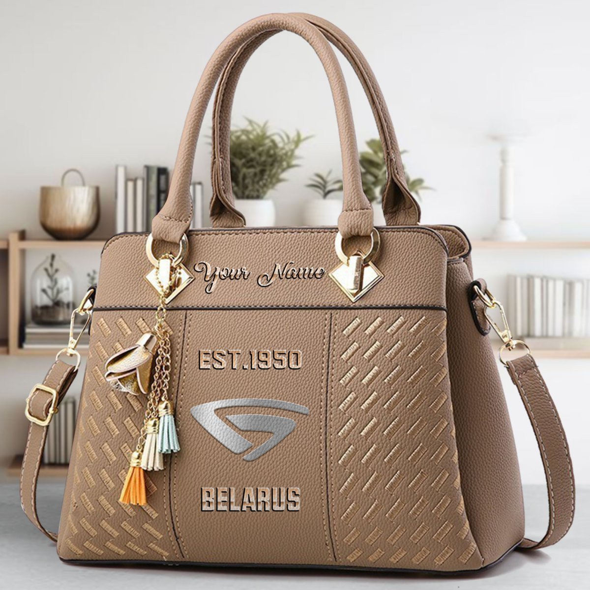 Belarus Crossbody Zip Handbag With Tassel Custom Name For Women - Image 4