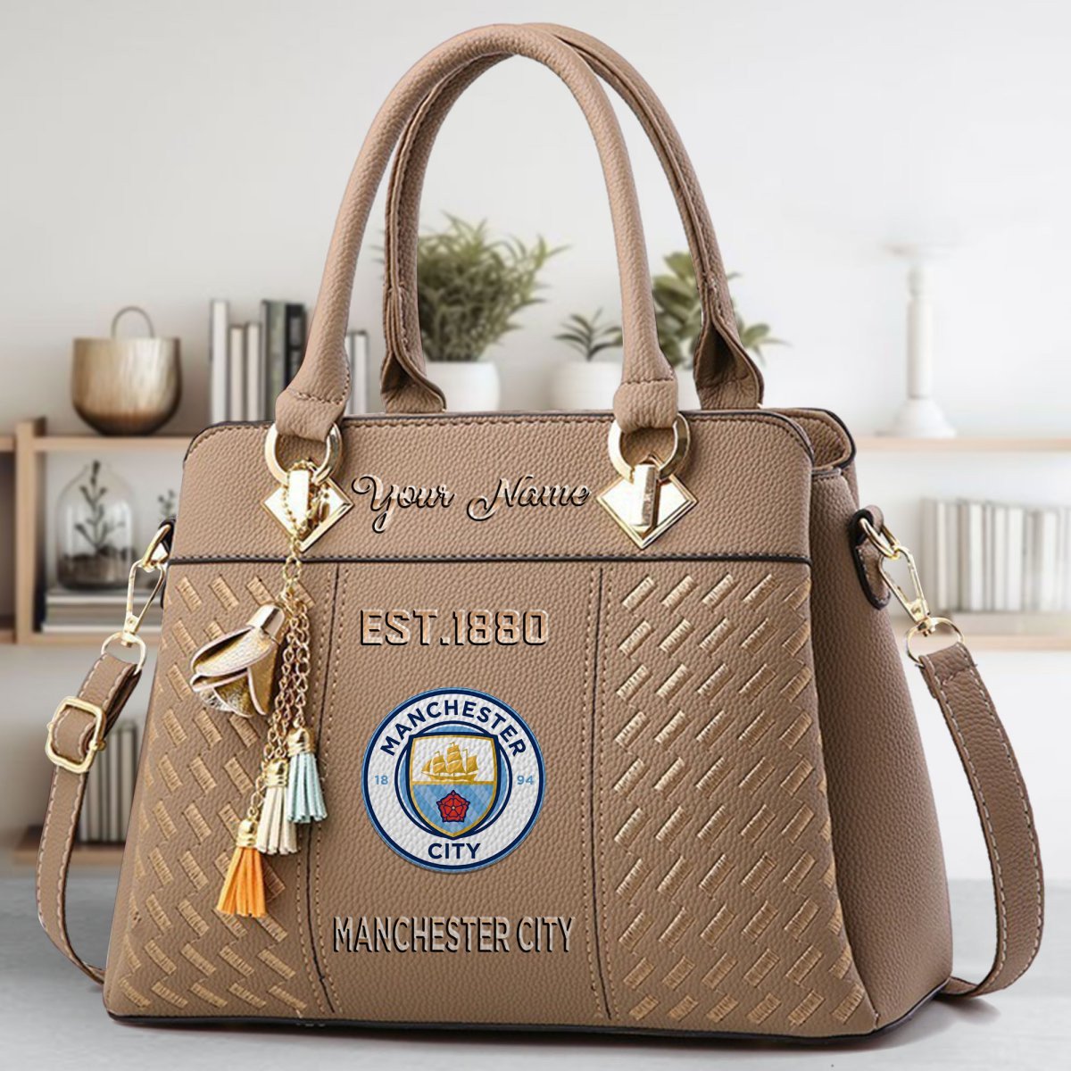 Manchester City Crossbody Zip Handbag With Tassel Custom Name For Women - Image 4