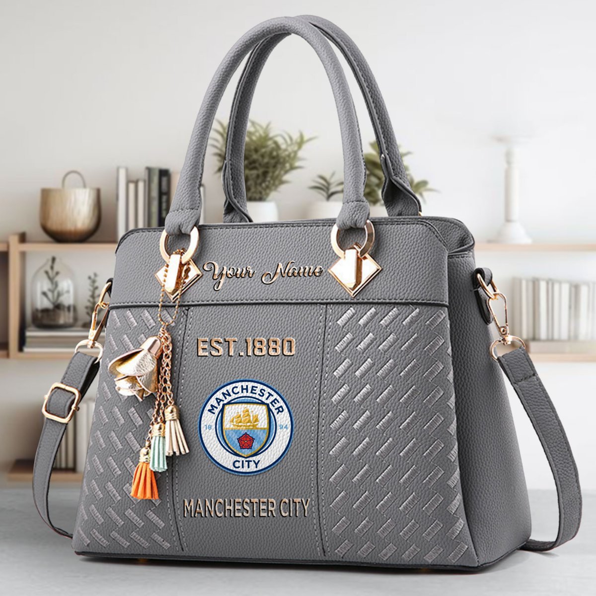 Manchester City Crossbody Zip Handbag With Tassel Custom Name For Women - Image 5