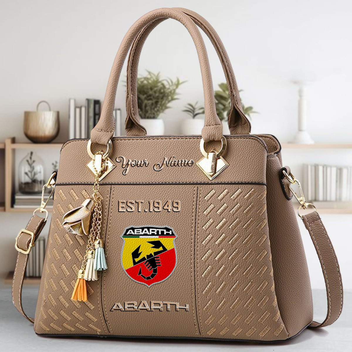 Abarth Crossbody Zip Handbag With Tassel Custom Name For Women - Image 4