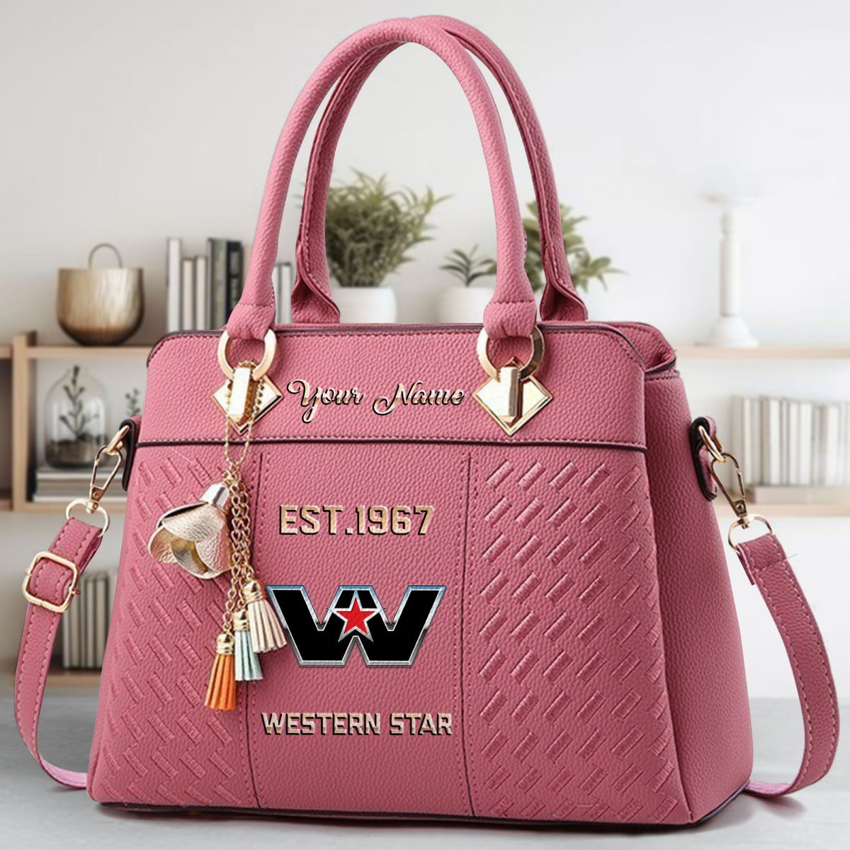 Western Star Crossbody Zip Handbag With Tassel Custom Name For Women - Image 6