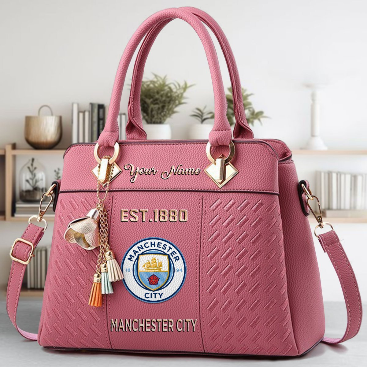Manchester City Crossbody Zip Handbag With Tassel Custom Name For Women - Image 6