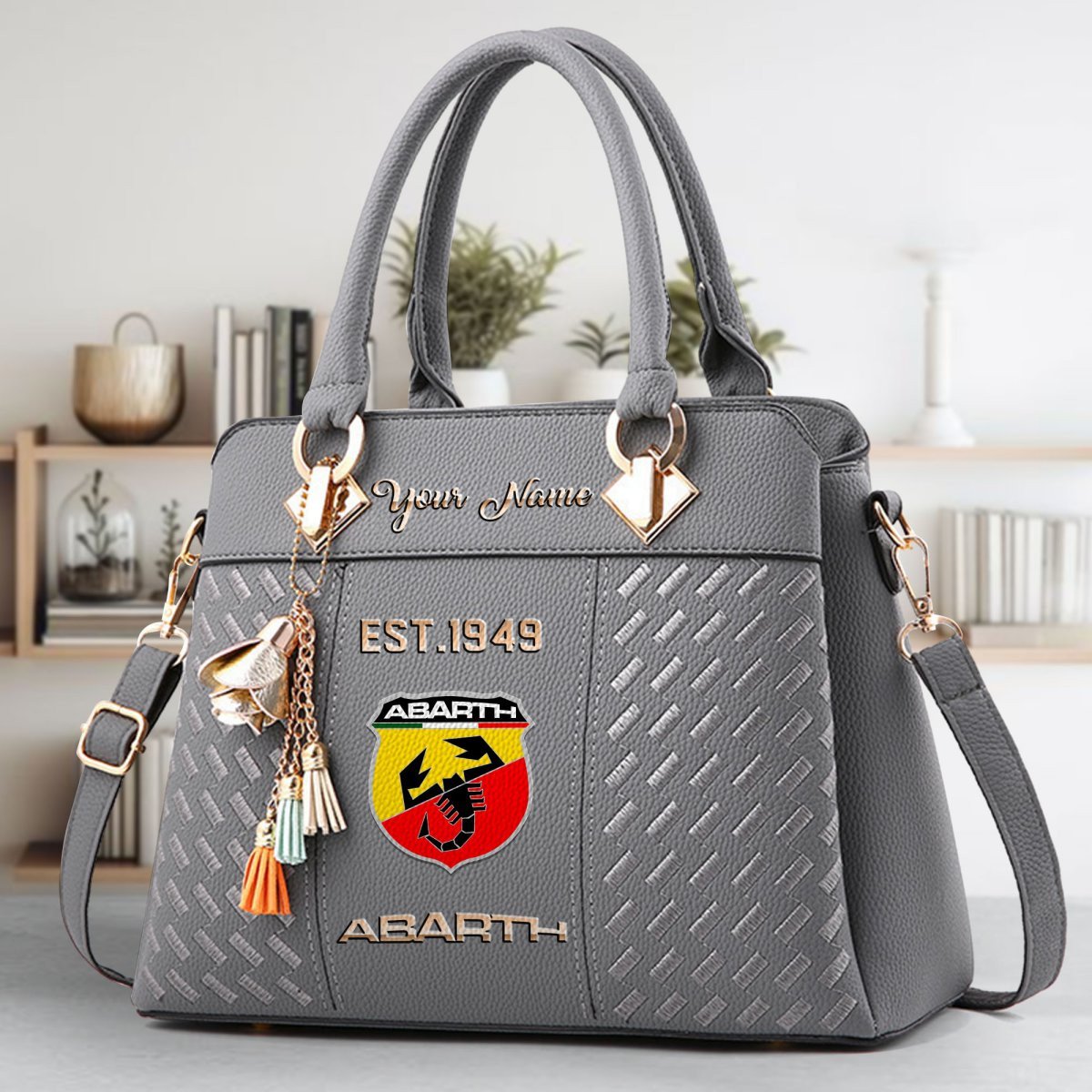 Abarth Crossbody Zip Handbag With Tassel Custom Name For Women - Image 5