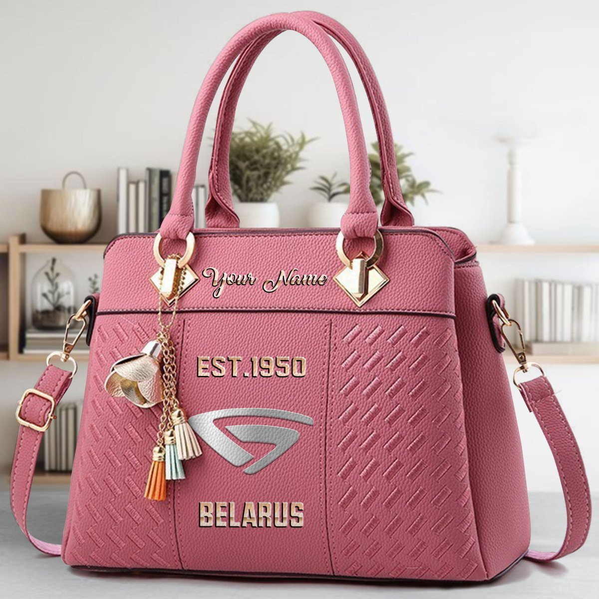 Belarus Crossbody Zip Handbag With Tassel Custom Name For Women - Image 6