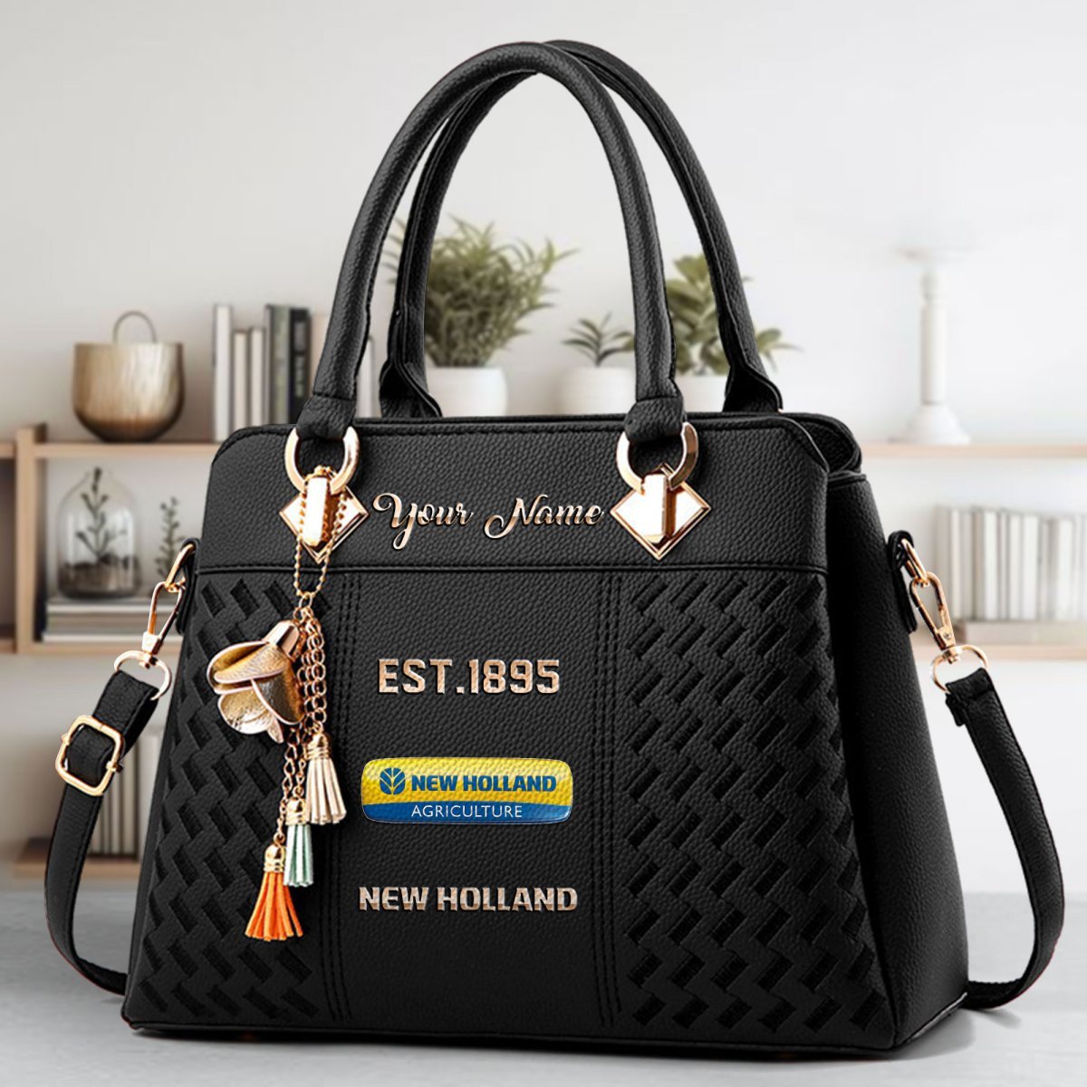 New Holland Crossbody Zip Handbag With Tassel Custom Name For Women - Image 2