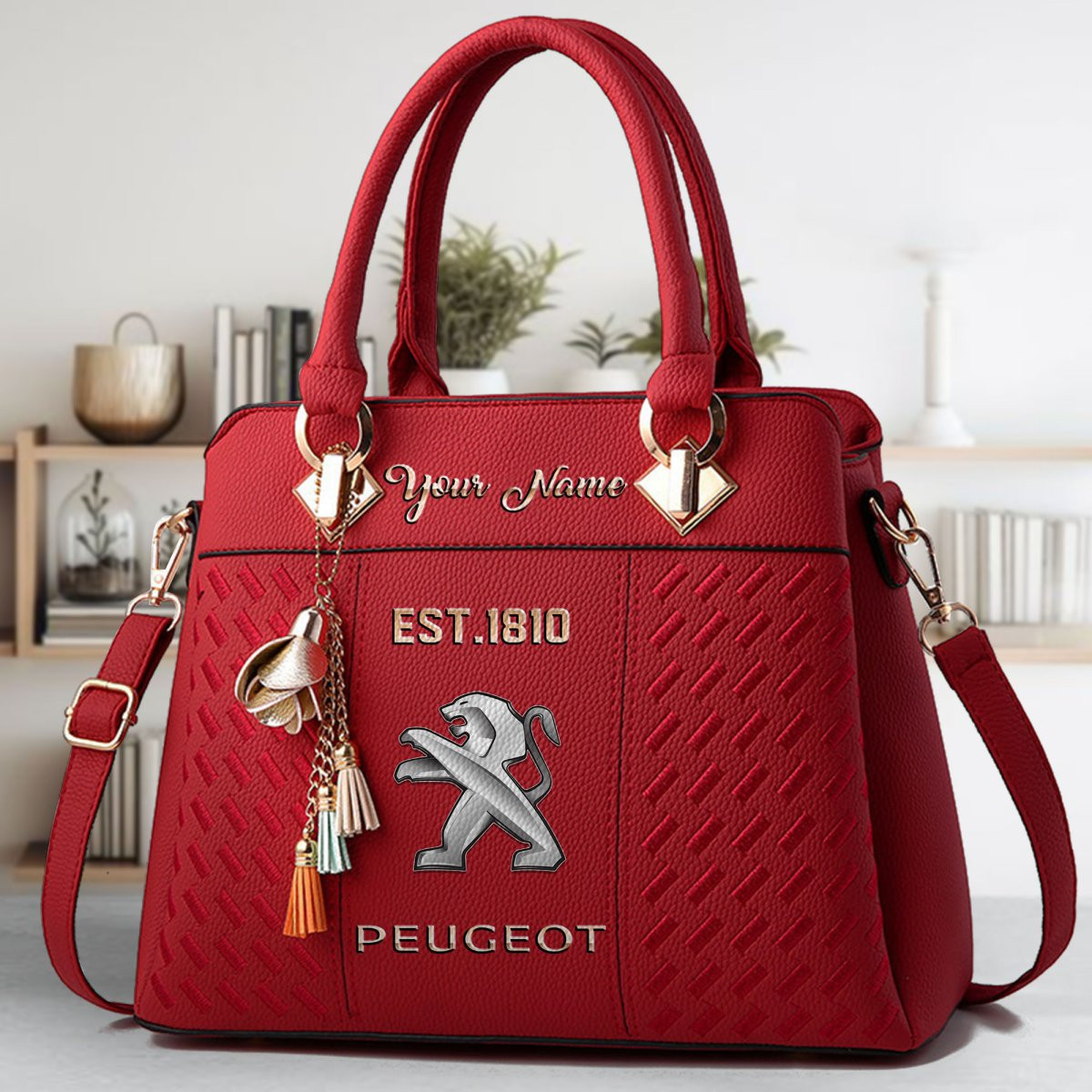 Peugeot Crossbody Zip Handbag With Tassel Custom Name For Women - Image 3