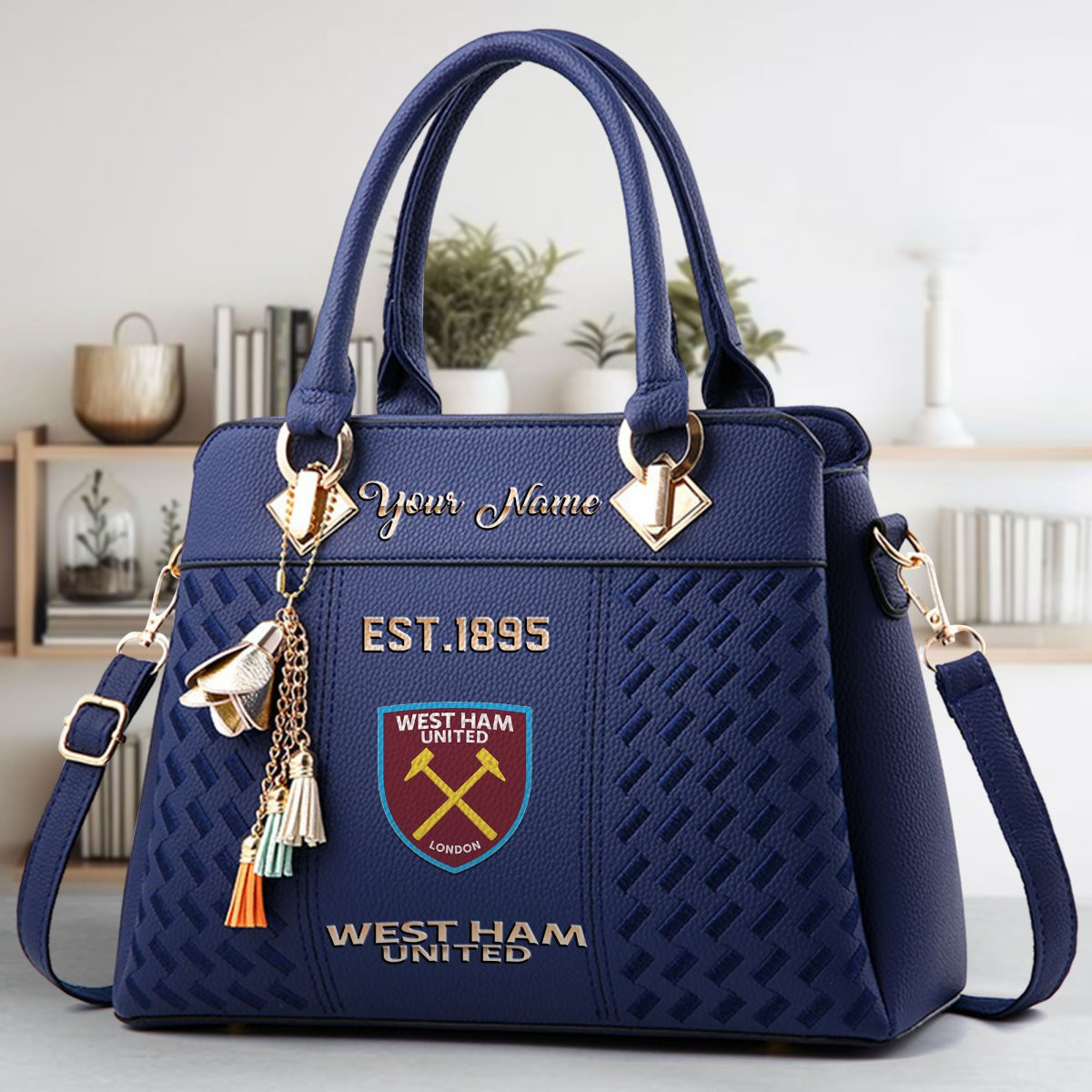 West Ham United Crossbody Zip Handbag With Tassel Custom Name For Women - Image 4