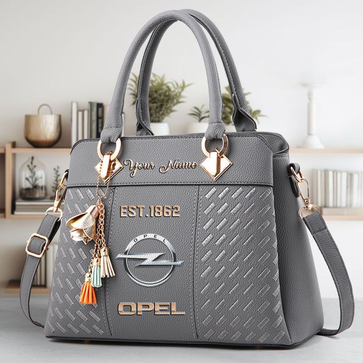 Opel Crossbody Zip Handbag With Tassel Custom Name For Women - Image 5