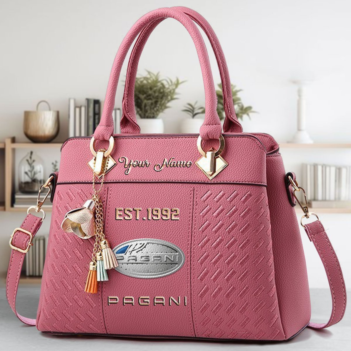 Pagani Crossbody Zip Handbag With Tassel Custom Name For Women - Image 6