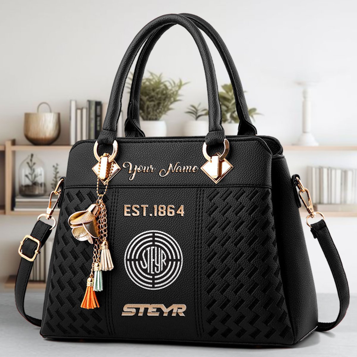 Steyr Crossbody Zip Handbag With Tassel Custom Name For Women - Image 2