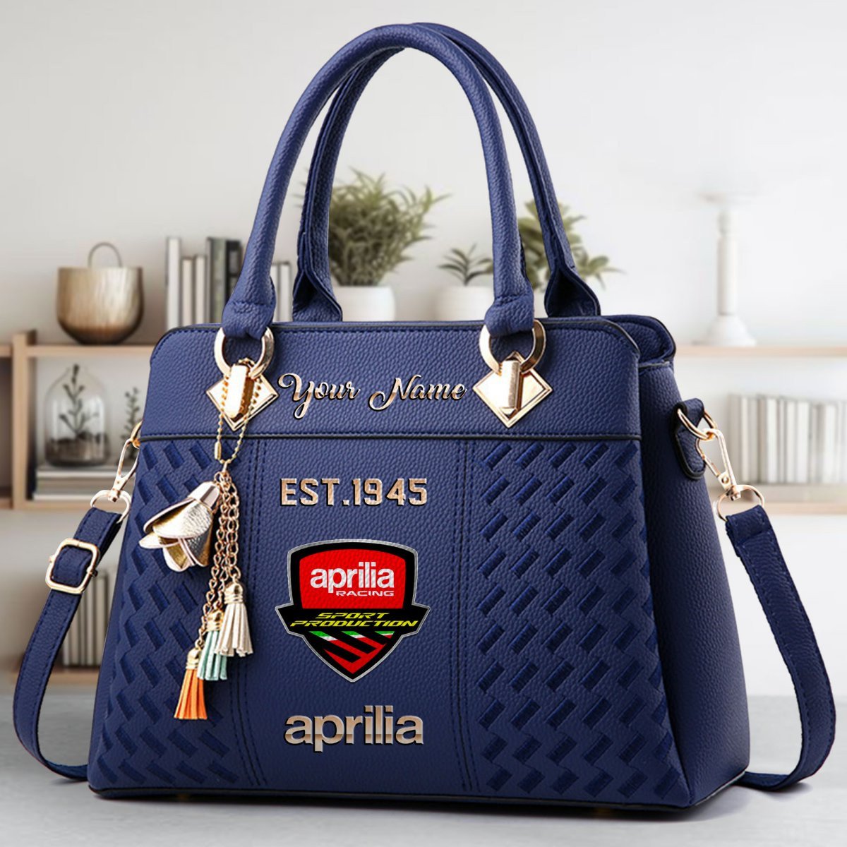 Aprilia Crossbody Zip Handbag With Tassel Custom Name For Women - Image 3