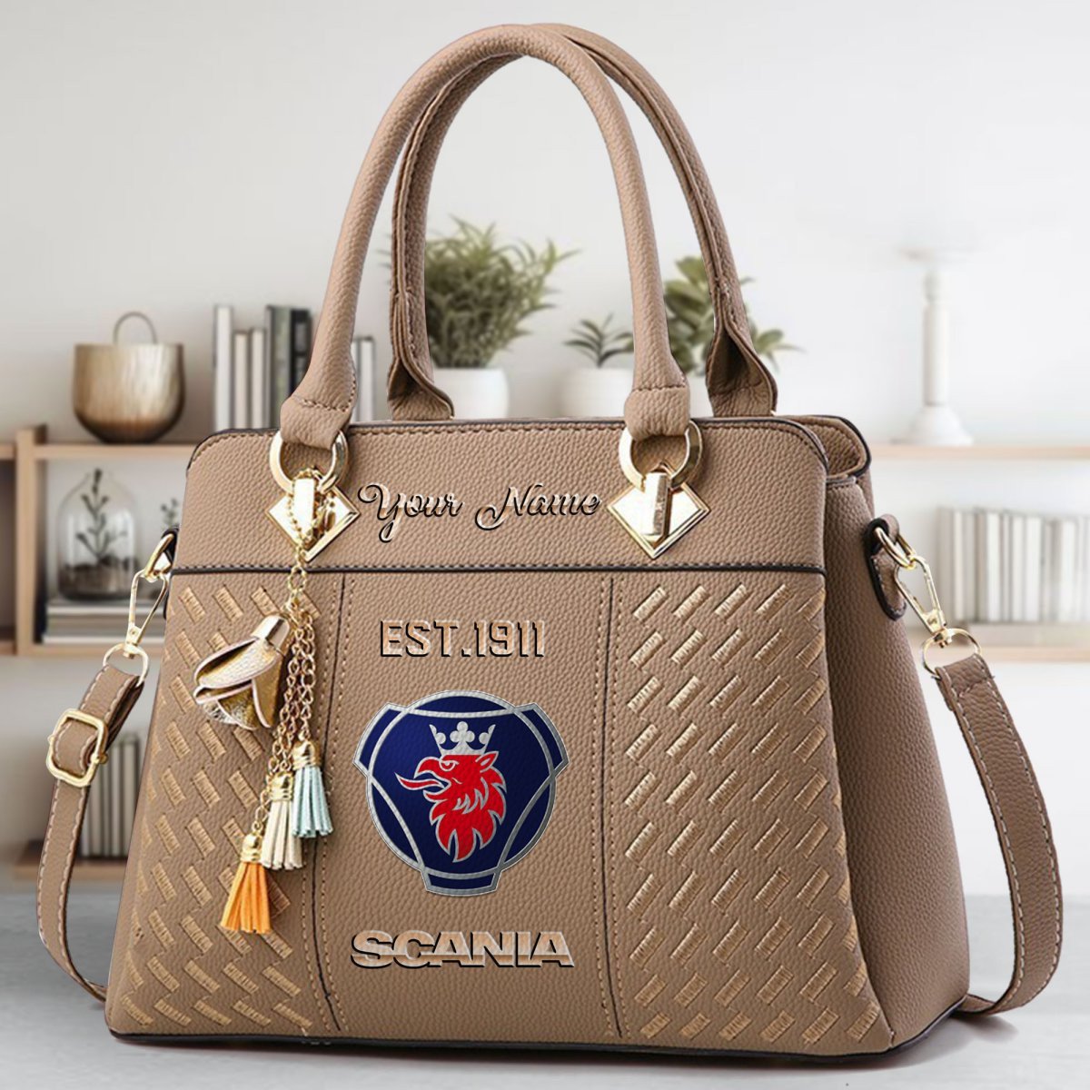 Scania Crossbody Zip Handbag With Tassel Custom Name For Women - Image 4