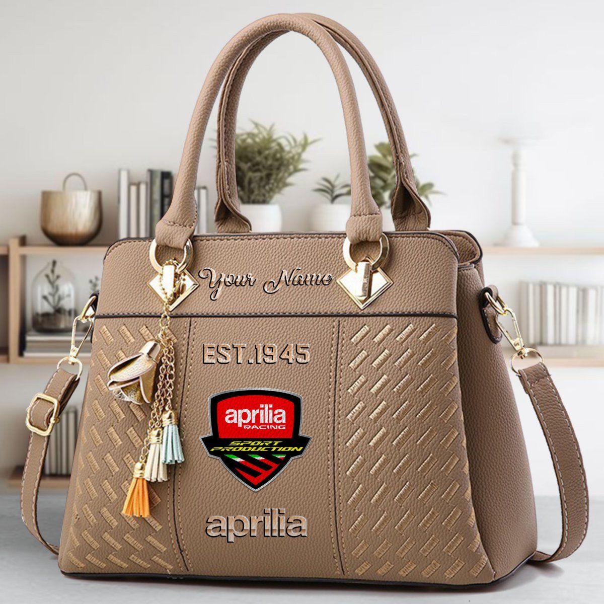 Aprilia Crossbody Zip Handbag With Tassel Custom Name For Women - Image 4
