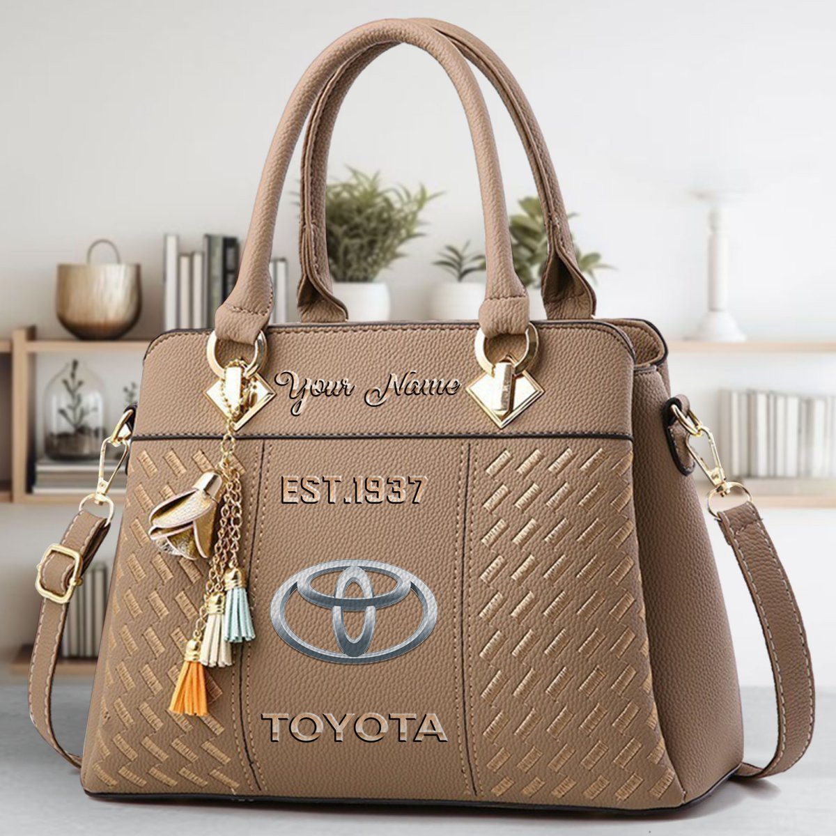 Toyota Crossbody Zip Handbag With Tassel Custom Name For Women - Image 4