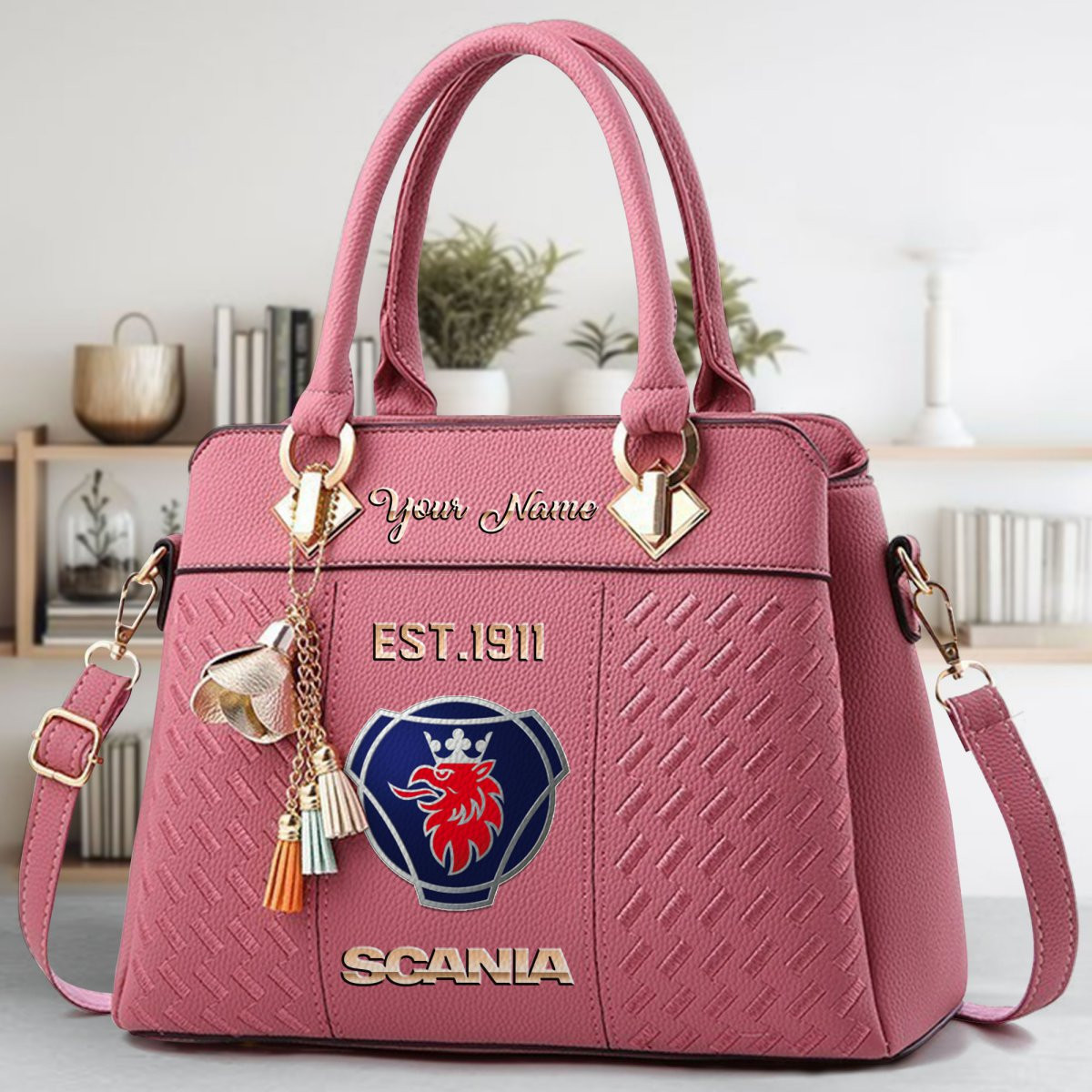 Scania Crossbody Zip Handbag With Tassel Custom Name For Women - Image 6