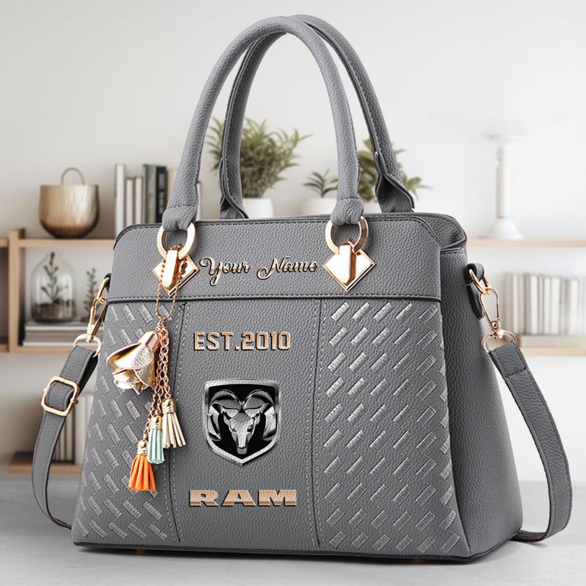 Ram Truck Crossbody Zip Handbag With Tassel Custom Name For Women - Image 5