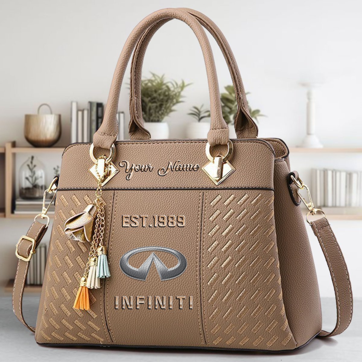 Infiniti Crossbody Zip Handbag With Tassel Custom Name For Women - Image 4
