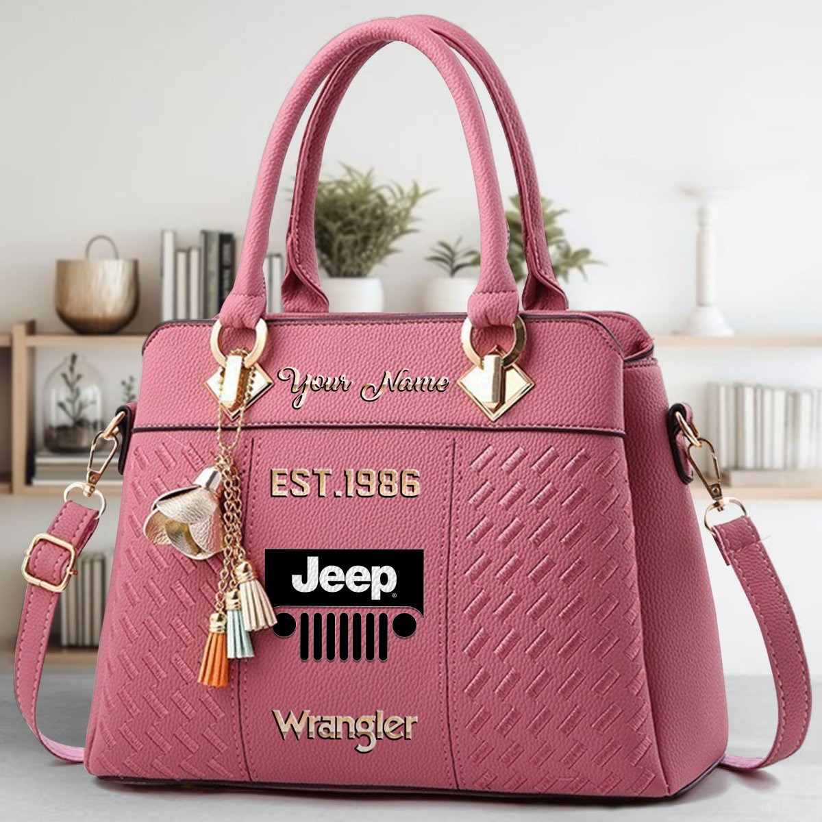 Jeep Wrangler Crossbody Zip Handbag With Tassel Custom Name For Women - Image 6