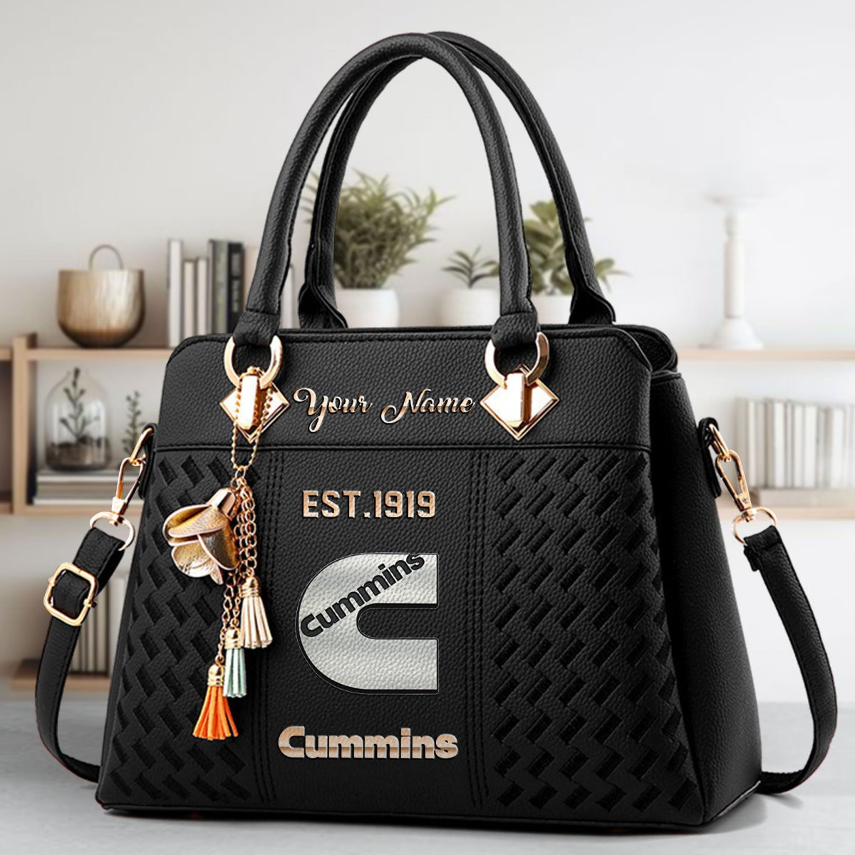 Cummins Crossbody Zip Handbag With Tassel Custom Name For Women - Image 2