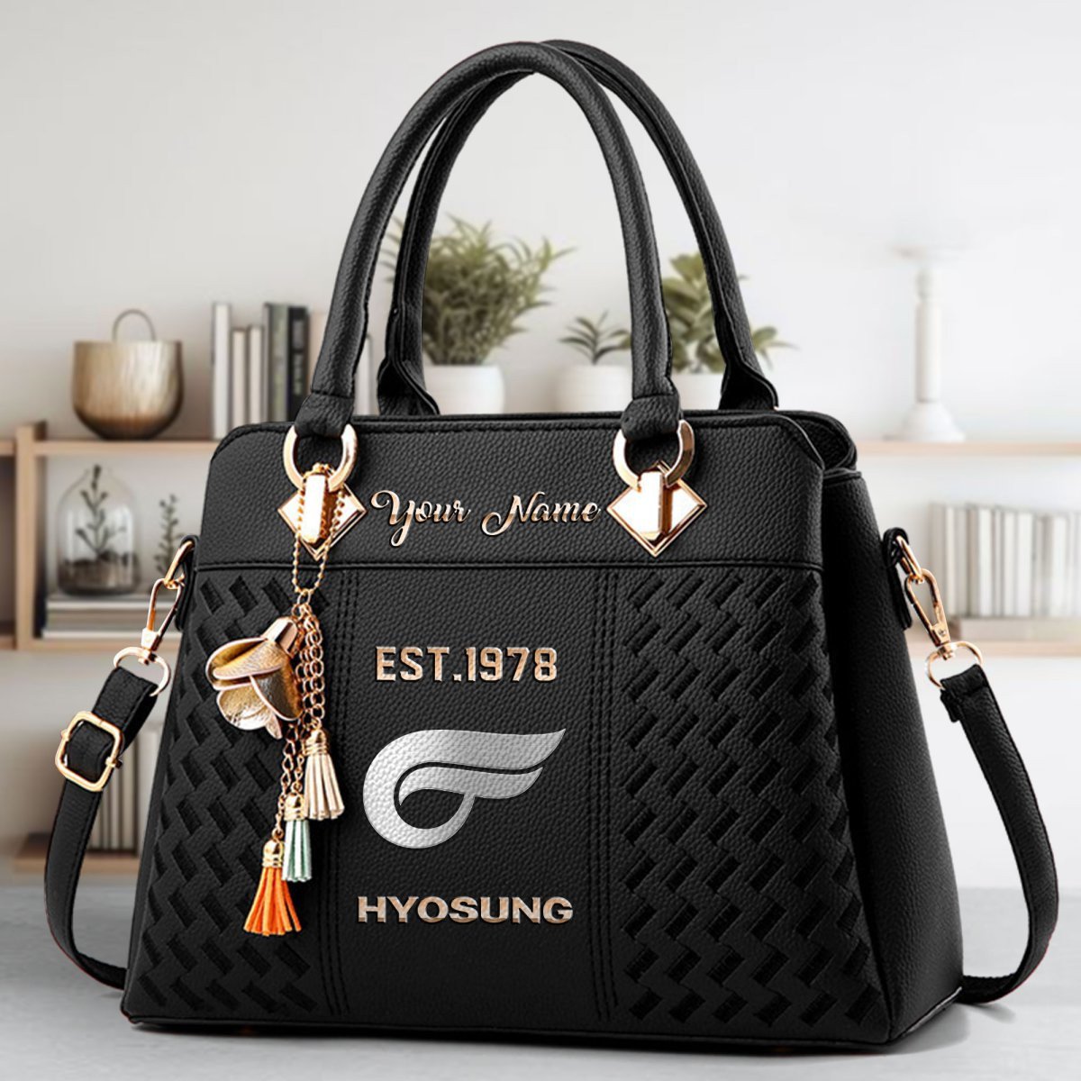 Hyosung Motorcyles Crossbody Zip Handbag With Tassel Custom Name For Women - Image 2