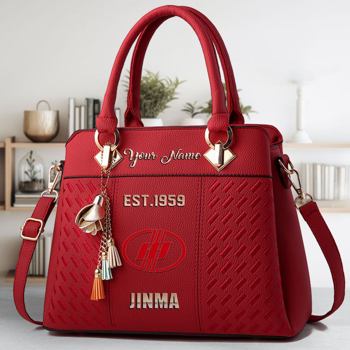 Jinma Crossbody Zip Handbag With Tassel Custom Name For Women - Image 2