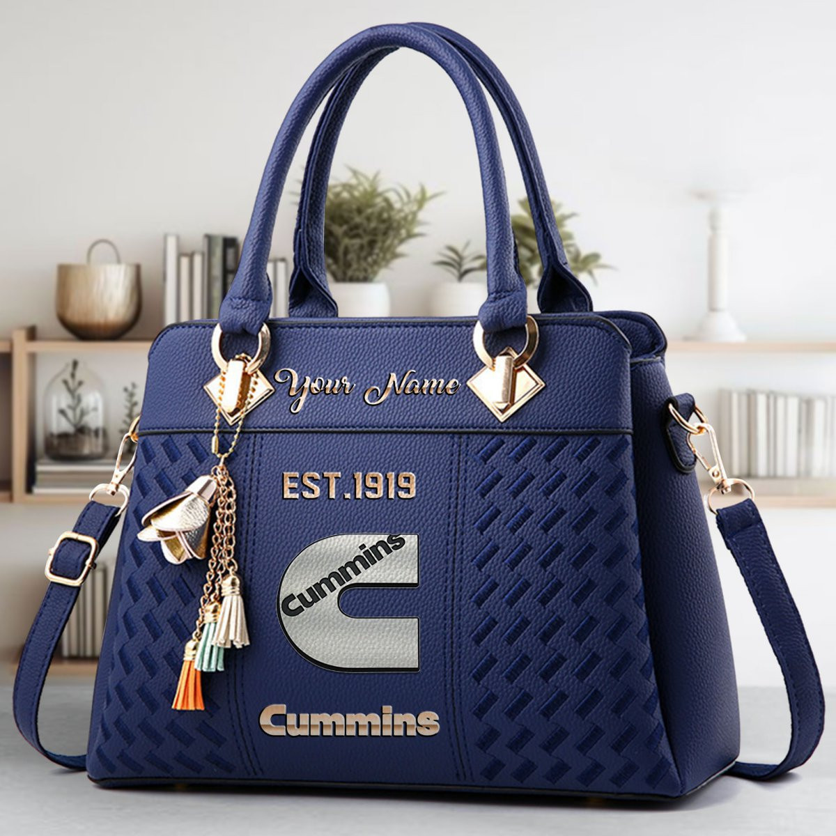Cummins Crossbody Zip Handbag With Tassel Custom Name For Women - Image 3
