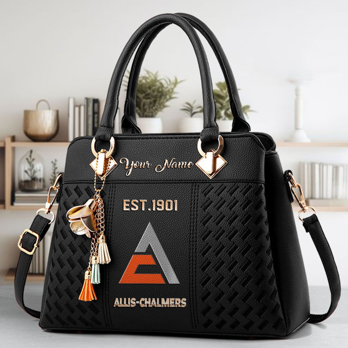 Allis Chalmers Crossbody Zip Handbag With Tassel Custom Name For Women - Image 3