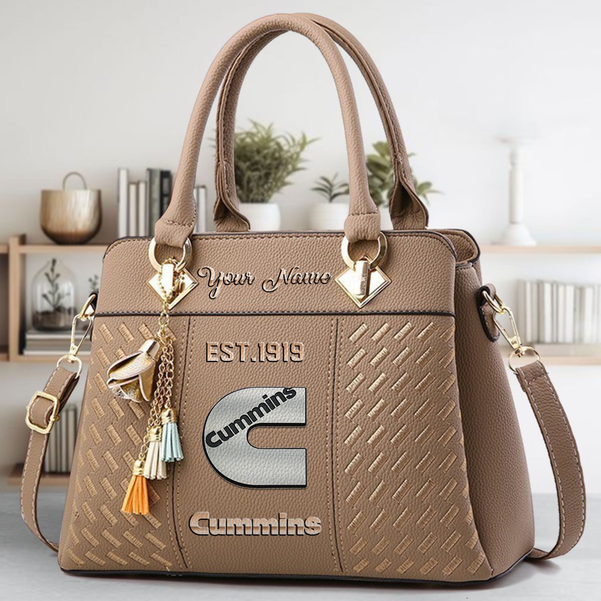 Cummins Crossbody Zip Handbag With Tassel Custom Name For Women - Image 4